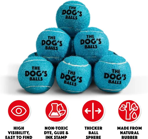 Miniatura 6 de The Dog's Balls Pelotas de tenis para perros para perros, color azul, paquete de 12 pelotas de fieltro no abrasivas, núcleo de goma resistente