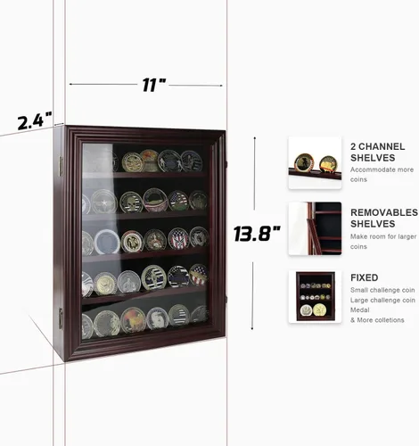 Miniatura 3 de ASmileIndeep Exhibición de monedas de desafío de 5 filas y estante para monedas de desafío de 4 filas