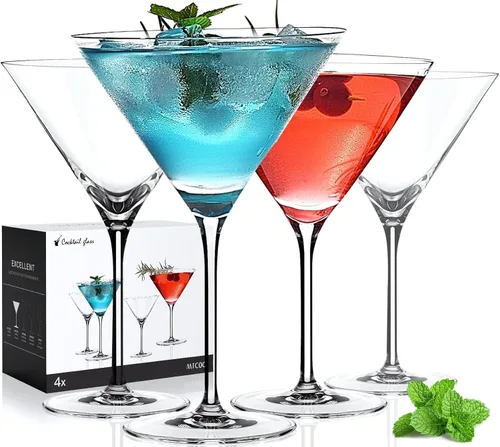 Miniatura 17 de LUNA & MANTHA - Juego de 4 vasos de Martini sin tallo, vasos de cóctel de Martini para Margarita, Manhattan, Cosmopolitan, bar en casa, fiestas