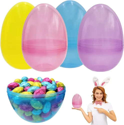 The Dreidel Company Huevos de Pascua masivos de plástico brillante y translúcidos, perfectos para la caza de huevos de Pascua, colores surtidos,