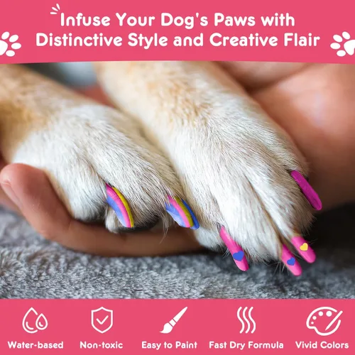 Miniatura 4 de MSDADA Bolígrafos de esmalte de uñas para perros de secado rápido, juego de esmalte de uñas para mascotas, seguro y sin olor, kit de arte de uñas