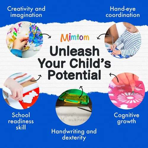 Miniatura 5 de Mimtom Kit de plantillas de dibujo para niños, juego de arte de 51 piezas con más de 240 formas, bloc de bocetos y lápices