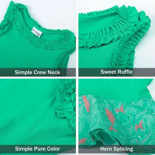 Miniatura 22 de LittleSpring Conjunto de verano para niñas con camiseta sin mangas y pantalones cortos florales