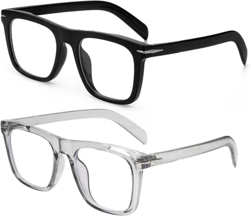 Miniatura 8 de Gafas de bloqueo de luz azul de moda con marco cuadrado para hombres y mujeres, gafas de computadora sin receta, 01 Negro