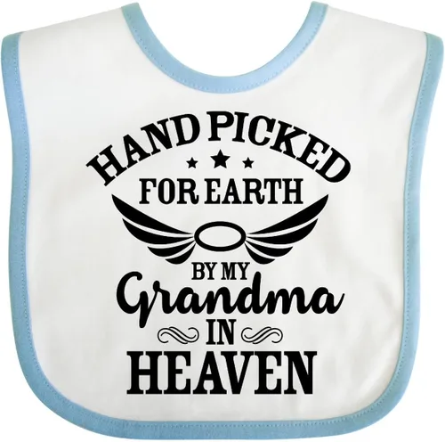 Miniatura 17 de inktastic Handpicked for Earth By My Grandma in Heaven Angel Wings Baby Bib