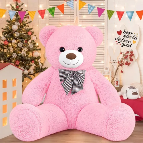 Miniatura 5 de Oso de peluche gigante de 47 pulgadas, animal de peluche marrón grande de 4 pies, oso de peluche de chocolate suave, regalos para novias, niños