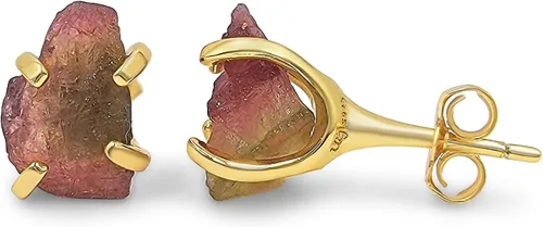 Miniatura 9 de Aretes de piedra preciosa natural en bruto con oro amarillo sobre plata de ley 925, 6 a 0.276 in, regalo de piedra de nacimiento de calidad genuina
