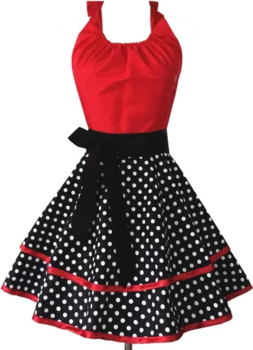 Miniatura 9 de Hyzrz Lindo delantal retro vintage de criada a lunares delantales de cocina para mujeres, damas y niñas (azul)