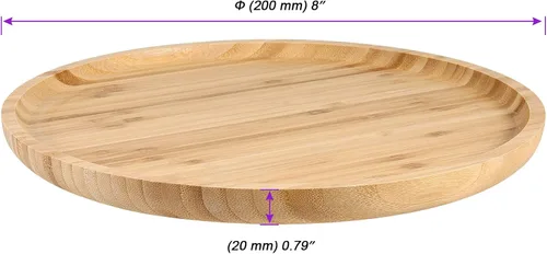 Miniatura 2 de JOIKIT Paquete de 3 Bandejas Redondas de Bambú de 8 Pulgadas, Platos Redondos de Madera Finamente Pulida, Bandeja de Servir de Bambú para Sostener