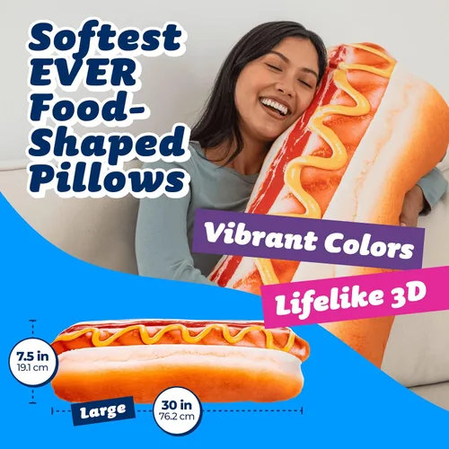 Miniatura 2 de Much Comfort Almohada Decorativa de Perro Caliente 3D Suprema de 30 pulgadas - Hecha con Tela Súper Suave y Ultra Premium - Lindo, Cómodo, Afelpado