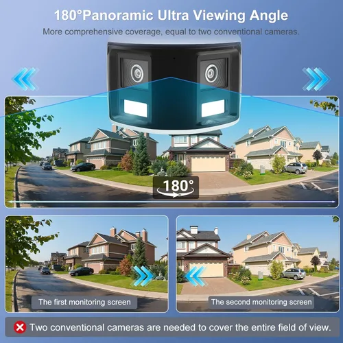 Miniatura 2 de Anpviz Cámara de seguridad de doble lente de 180° 6MP, vista panorámica de 180 grados, cámara IP POE con cable, luz de destello estroboscópica roja