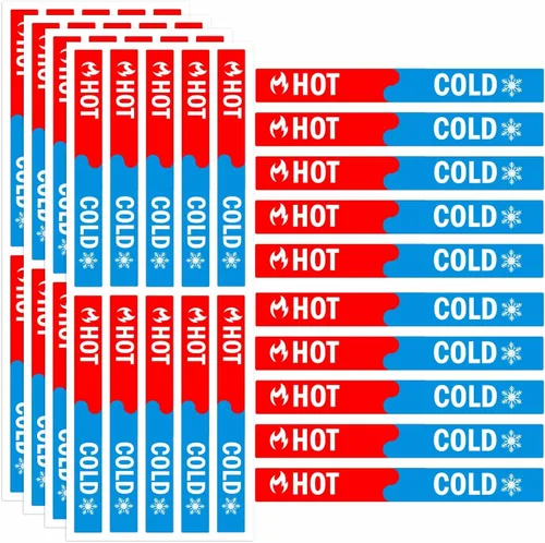 20 calcomanías epoxi para agua fría y caliente, 1/4 x 2.5 pulgadas, autoadhesivas 3D, indicador de agua fría y caliente, etiquetas impermeables para