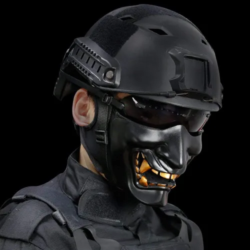 Miniatura 7 de Máscara de media cara, máscara de sonrisa del diablo, máscara de fiesta de Halloween, juego de rol, mascarada, fiesta de disfraces y accesorios