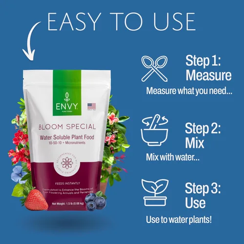 Miniatura 4 de ENVY Bloom Special Professional Grade (10-50-10) Alimento vegetal soluble en agua, promueve flores más grandes y hermosas (3.0 libras)