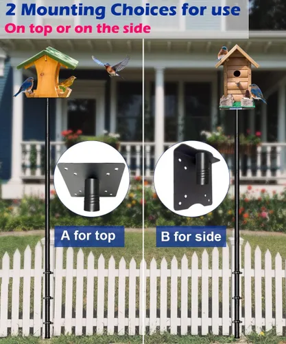 Miniatura 5 de Garbuildman Kit de Poste para Comedero de Pájaros de 105 Pulgadas, Juego de Poste Resistente para Casa de Pájaros para Valla de Terraza o Barandilla
