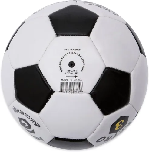 Miniatura 2 de Champion Sports® Balón de fútbol retro – Diseño clásico en blanco y negro, cubierta de TPU de tacto suave, balón para todo clima para juego de club