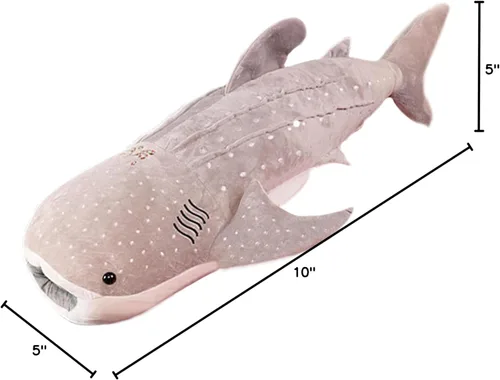 Miniatura 8 de Animal de Peluche Gigante de Tiburón Ballena Gris de 48 Pulgadas Tiburón Ballena Abrazable Peluche Almohada de Tiburón para Niños y Adultos, Regalo