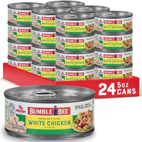 Miniatura 8 de Bumble Bee Pechuga de Pollo Premium con Carne de Costilla, Trozos en Agua, Lata de 10 oz - 19g de Proteína por Porción - Sin Gluten, Apto para Keto