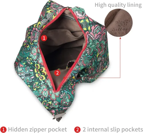 Miniatura 4 de Black Butterfly - Mochila prémium para mujer, estilo bohemio, casual, moderna, ligera y pequeña, verde (03-Green)
