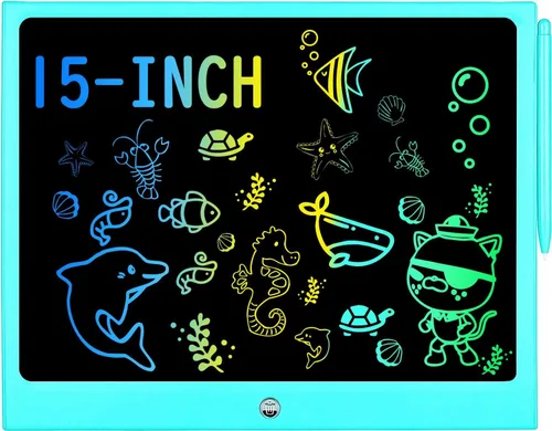 Tableta de escritura LCD para niños, tablero electrónico colorido para garabatos electrónicos de 15 pulgadas para niños a partir de 3 años, juguetes