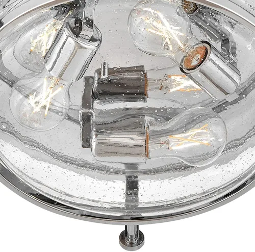 Miniatura 7 de Hinkley Harper 3640CM-CS - Lámpara de techo pequeña empotrada, diseño retro, anillo de metal prominente, pomos decorativos, cromo + vidrio semillero