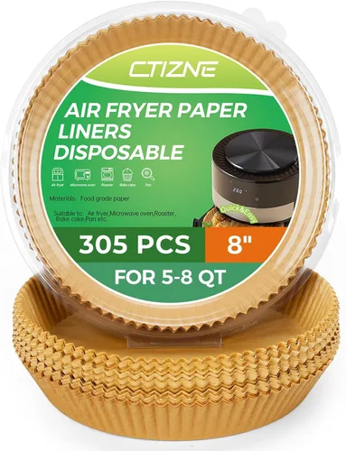 Miniatura 9 de Ctizne Revestimientos desechables para freidora de aire, 200 piezas de papel pergamino redondo de 6.5 pulgadas para hornear asar, antiadherentes a