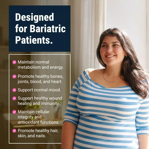 Miniatura 3 de BariatricPal Multivitamínico UNO 1 por día! Cápsula multivitamínica bariátrica con 18 mg de hierro Cápsula fácil de tragar Vitamina