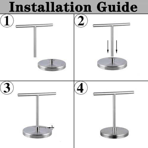 Miniatura 5 de GERZWY Moderno soporte de toalla de mano estante de árbol independiente SUS 304 acero inoxidable encimera toalla anillo, negro mate DZY06-BK