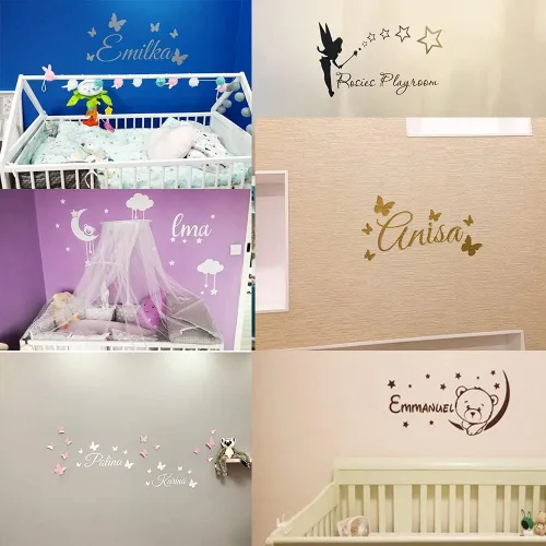 Miniatura 4 de jifu 1 calcomanía de pared con nombre personalizado estilo caligrafía, calcomanías personalizadas para niños, calcomanía con nombre personalizado (L)