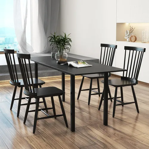 Miniatura 9 de KOTEK Windsor - Juego de 2 sillas de comedor de madera con respaldo de eje y asiento ancho, capacidad de peso de 400 libras, sillas laterales sin