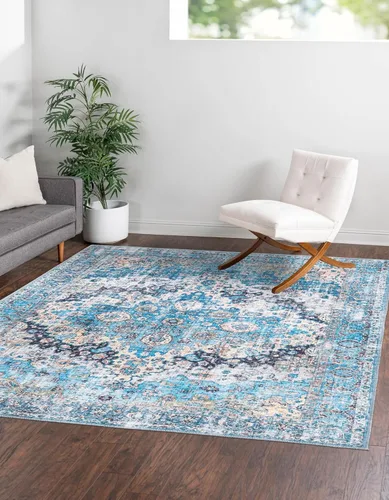 Miniatura 15 de Unique Loom Mangata Collection - Alfombra de área - Mary (rectangular 2' 0" x 3' 0", azul/negro)