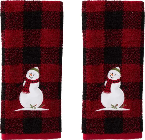 Miniatura 9 de SKL Home Cortina de ducha de Navidad/invierno de cuadros rústicos con muñeco de nieve, multicolor