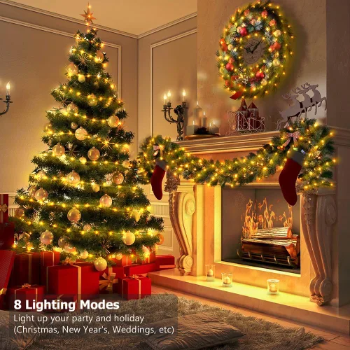 Miniatura 2 de Luces de Cadena de 33 pies que Funcionan con Batería, 100 Luces de Cadena de Hadas LED Alimentadas por Batería con Control Remoto y Temporizador