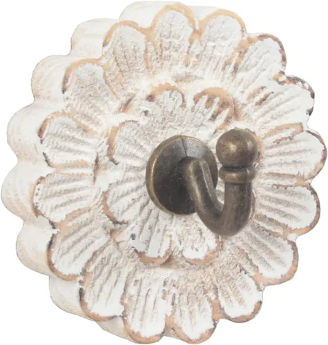 Miniatura 5 de dwellington Ganchos de pared de madera envejecida con flores para colgar abrigos, colgador único pequeño y vintage para llaves, bolsos, toallas