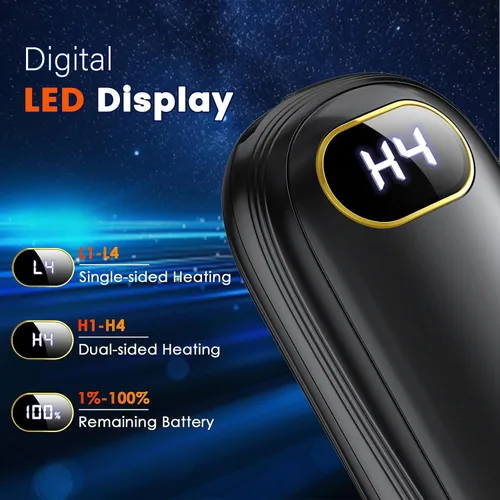 Miniatura 4 de Calentadores de manos eléctricos recargables con banco de energía, pantalla LED, 17 horas de calidez, calentador de bolsillo portátil de doble cara