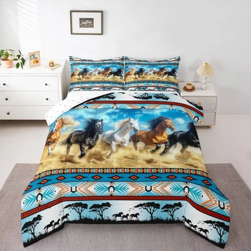 Miniatura 18 de Feelyou Juego de ropa de cama de vaca de las Highland para niños, edredón de ganado con girasol para niñas, adolescentes, juego de edredón