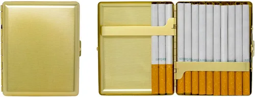 Miniatura 20 de Juego de 2 cajas de cigarrillos de los años 100 chapadas en metal y caja de almacenamiento (impresión victoriana plateada)