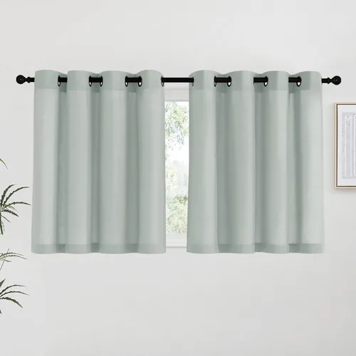 Miniatura 61 de NICETOWN Cortinas de lino natural con textura de lino para dormitorio, mezcla de lino rústica con ojales en la parte superior, semitransparentes