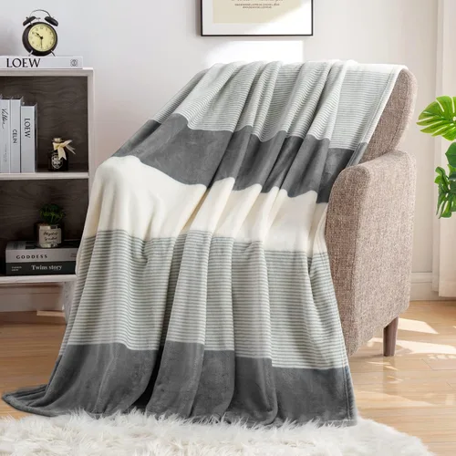 Miniatura 16 de Homelike Moment Manta de cama de forro polar, tamaño Queen, color gris, suave y esponjosa, manta grande de franela de felpa mullida y acogedora