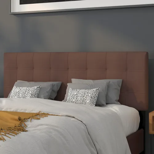 Miniatura 33 de BizChair Cabecero tapizado acolchado de tamaño matrimonial en tela negra Negro