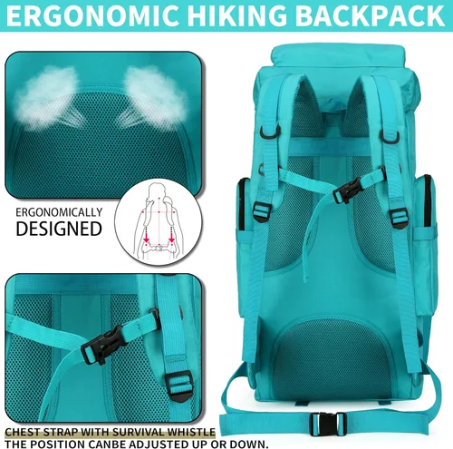Miniatura 5 de Mochila de senderismo W WINTMING para hombres 70L/100L, mochila de campamento, mochila militar Molle, paquete de asalto de 3 días para escalada