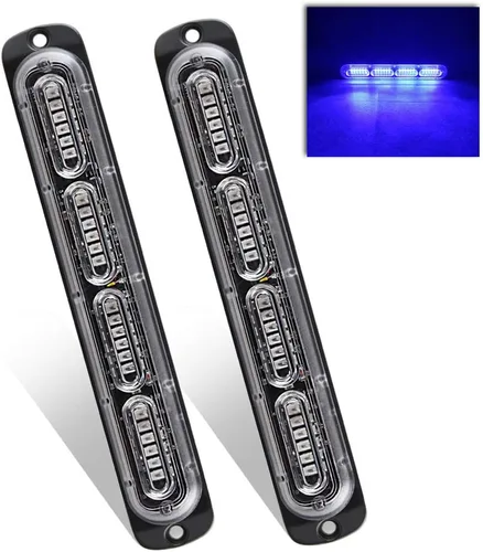 Luces estroboscópicas de advertencia de emergencia, 2 unidades universales de 24 LED 72 W, montaje en superficie intermitente, color azul,
