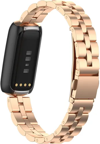 Miniatura 2 de FitTurn Correas compatibles con Fitbit Luxe Metal acero inoxidable correa de reloj de repuesto clásica duradera de enlace sólido accesorio hebilla