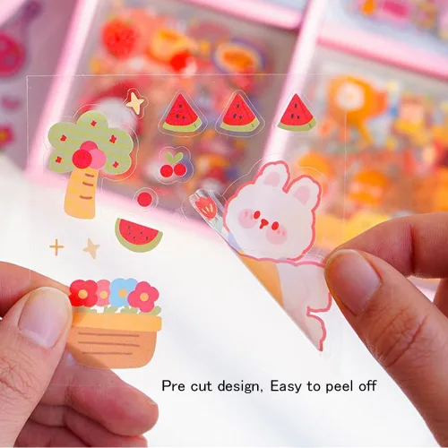 Miniatura 6 de Lindo juego de calcomanías – 100 hojas de calcomanías decorativas de animales Kawaii para álbum de recortes para planificador de diario de viñetas