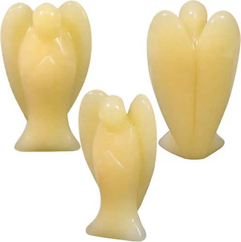 Miniatura 5 de Amogeeli Figura de piedra de bolsillo de ángel guardián tallado de jade amarillo de 3 pulgadas para decoración del hogar Jade amarillo/amarillo