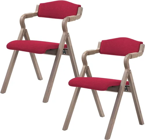 Miniatura 9 de 2-Pack Folding Chairs with Cushion, Farmhouse Folding Dining Chairs, Linen Padded Foldable Chairs for Dining Room, Parties, Office(Beige)