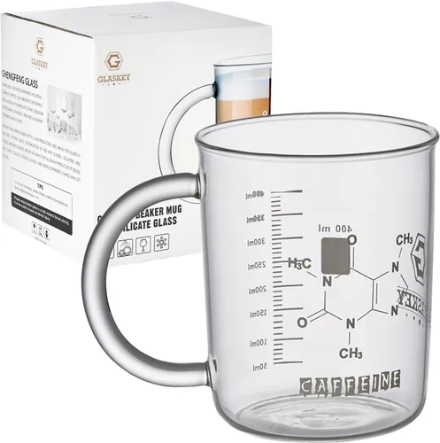 Miniatura 10 de GLASKEY Juego de 2 tazas de café de vidrio de borosilicato, tazas de café de vidrio de 12 onzas con patrón de rayas verticales, taza de té