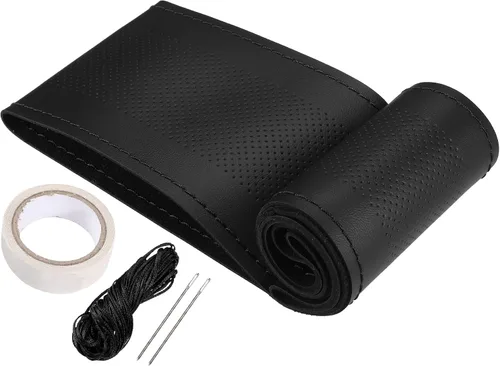 uxcell Funda para volante de automóvil de 14.6-15.2 pulgadas de diámetro, costuras cosidas a mano, universal, transpirable, cómoda, piel sintética