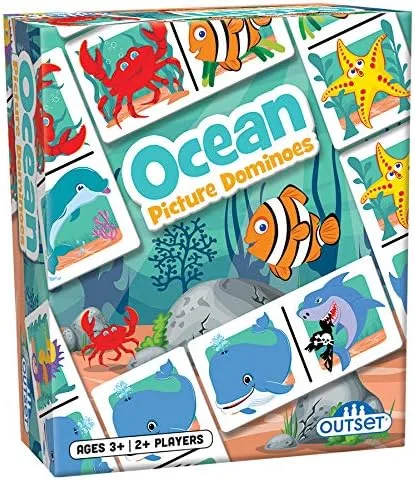 Picture Dominoes: juego de juego con temática oceánica para preescolares, contiene 36 dominó - para 2 o más jugadores a partir de 3 años de edad