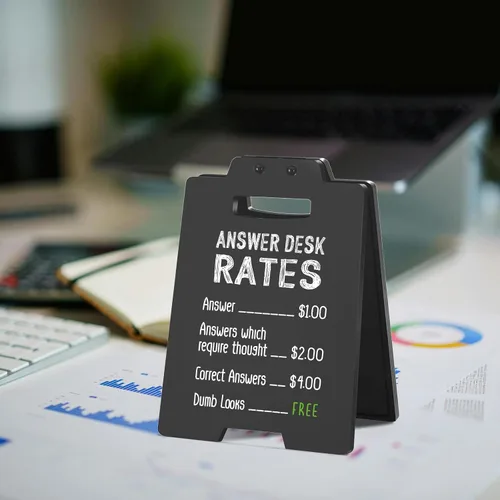Miniatura 6 de Letrero divertido para escritorio de oficina, placa de humor con texto en inglés "Responder Desk Rates", regalo sarcástico divertido para compañeros